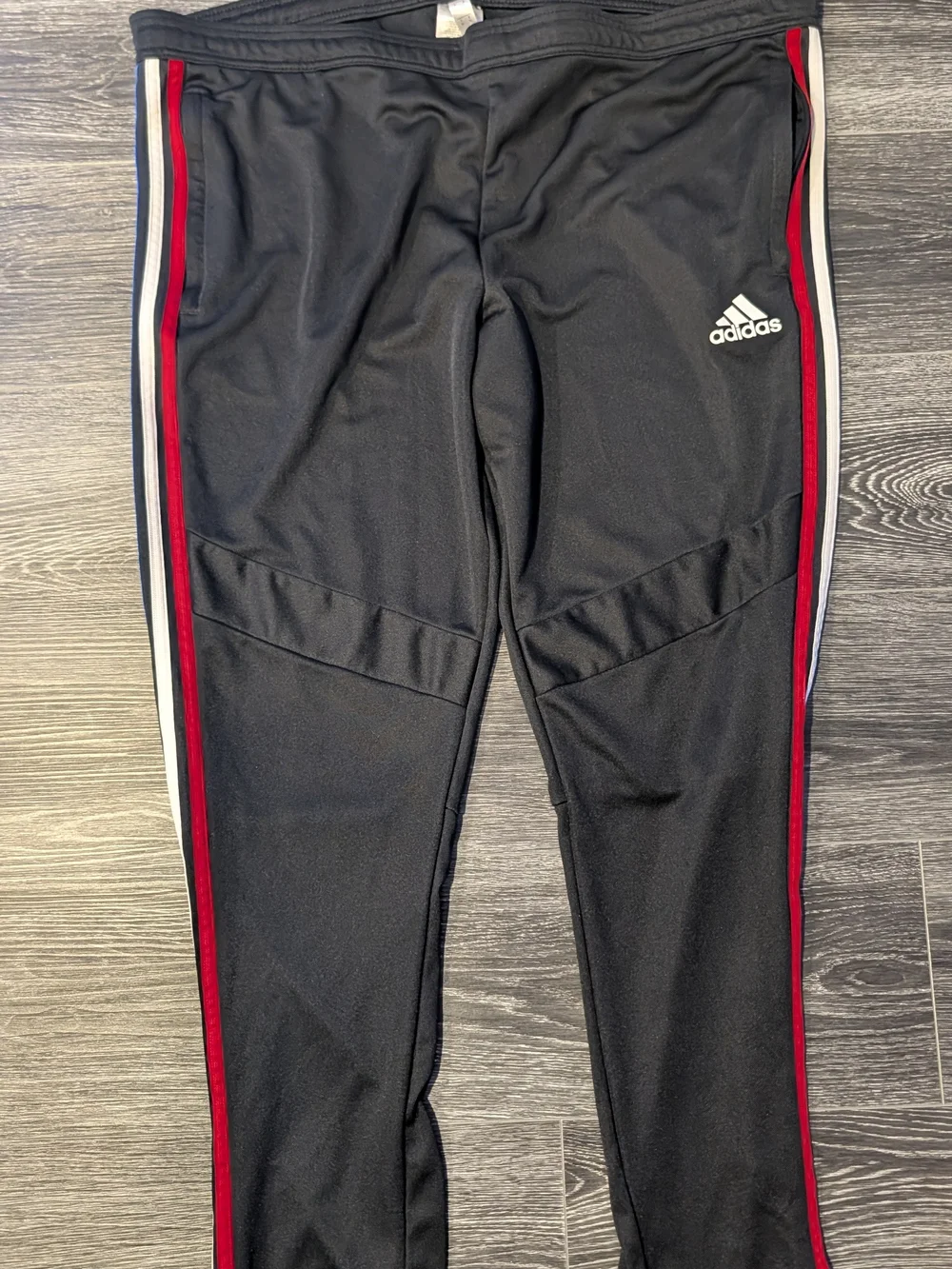 adidas Black Joggers with Red & White Side Stripes